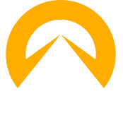 Logo featuring a stylized yellow highway curving upward into a half circle, set against a white background
