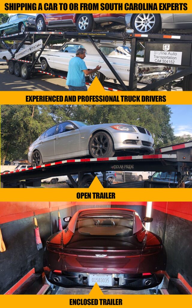 Car transport in South Carolina using open and enclosed car trailers