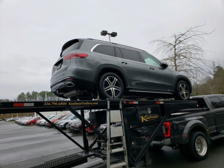 mercedes benz gls suv on trailer backview