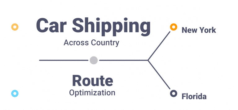 car shipping route graphic overlay auto transport