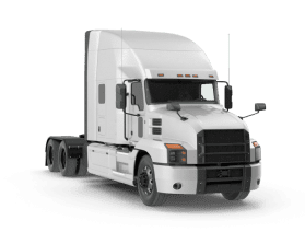 white semi-truck logo