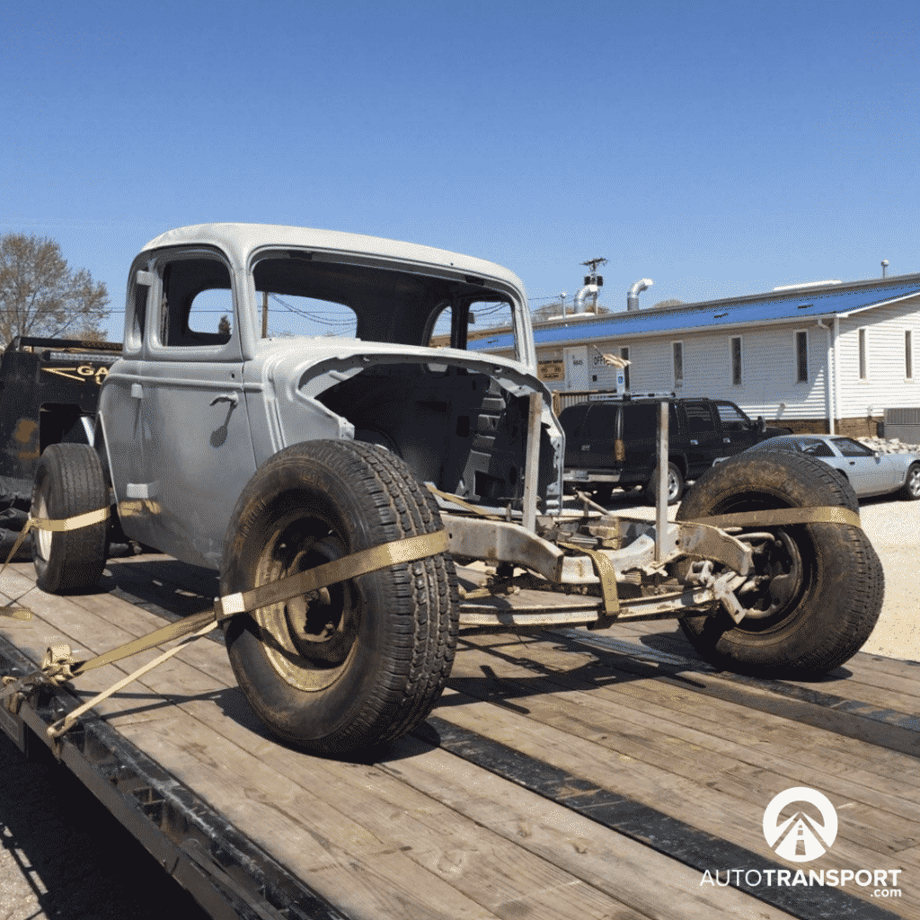 classic car on flatbed trailer