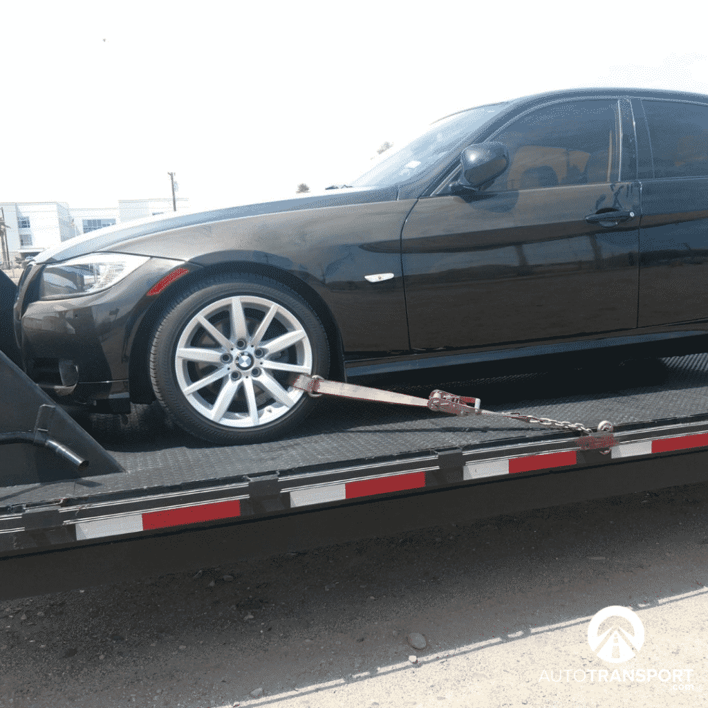 bmw on flatbed trailer