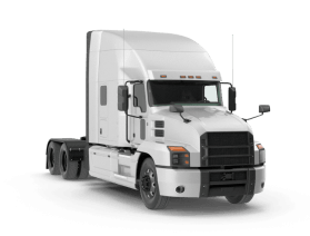 white semi-truck logo
