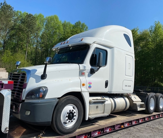 Semi truck prepared for commercial fleet relocation