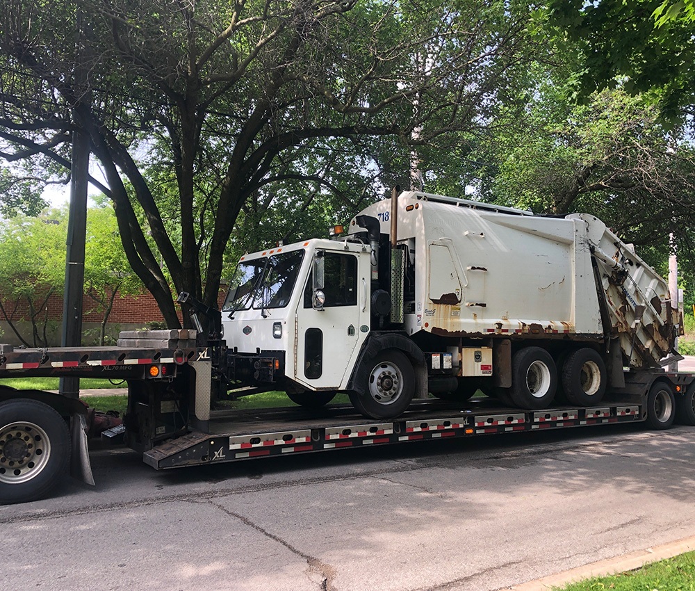 Heavy commercial truck ready for documented pickup and delivery handoff