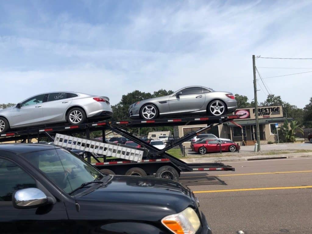 2012 Mercedes being transported