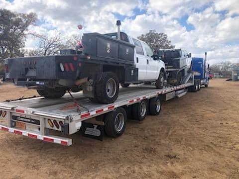 Two 2023 Ford F350 shipped on single drop deck trailer