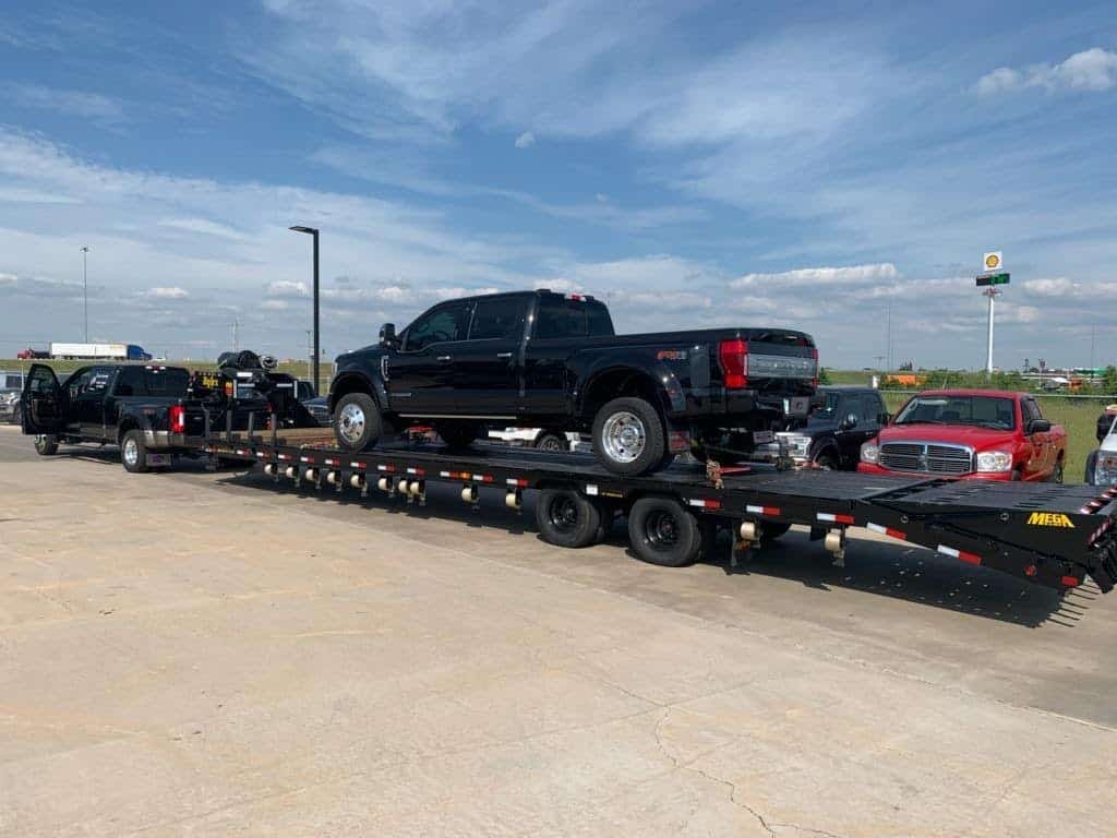 2020 Ford 450 Dually pick up truck on trailer