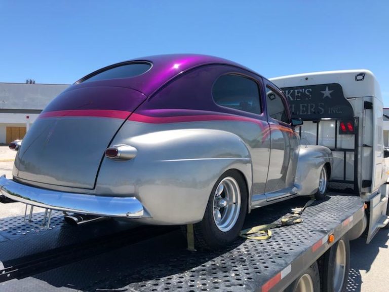 two tone vintage vehicle for auto transport