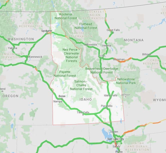 Idaho traffic map for auto transport