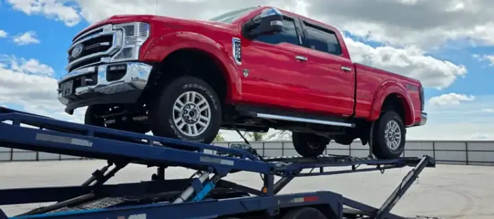 Auto Transport on an open car carrier trailer