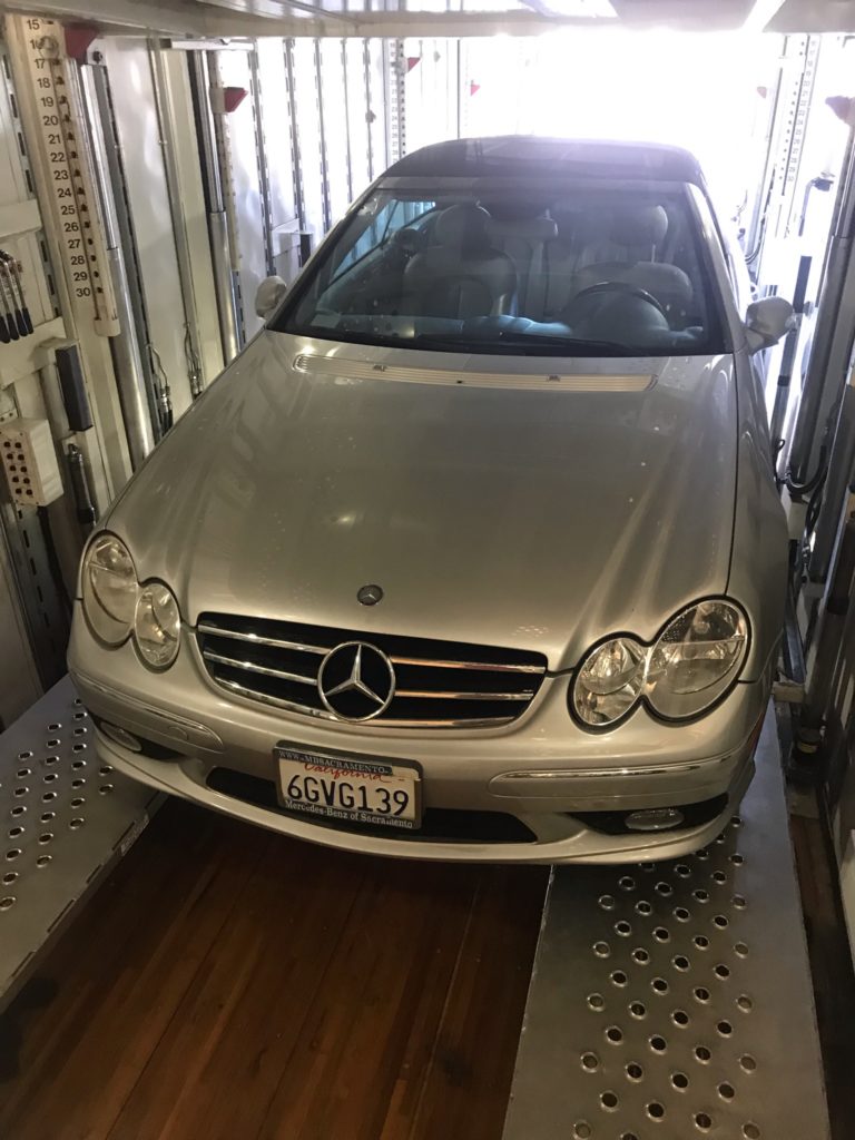 mercedes moved for customer during better dates for vehicle movements in enclosed trailer