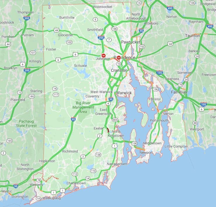 traffic map of Rhode Island state