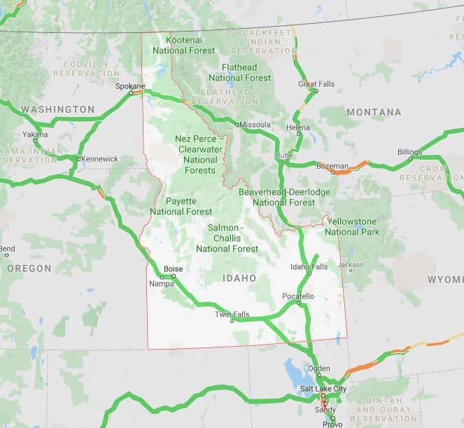 Idaho traffic map for auto transport