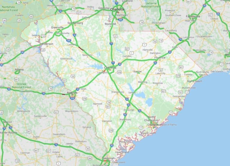 south carolina traffic map for auto transport