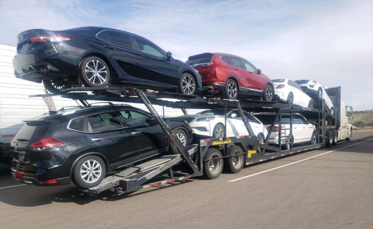 multiple vehicles on trailer for auto transport