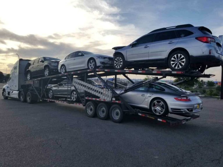 multiple vehicles on trailer for auto transport