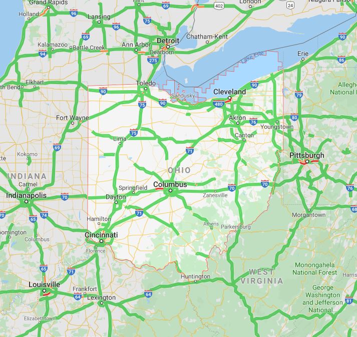 ohio traffic map for auto transport