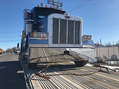 semi-truck on trailer