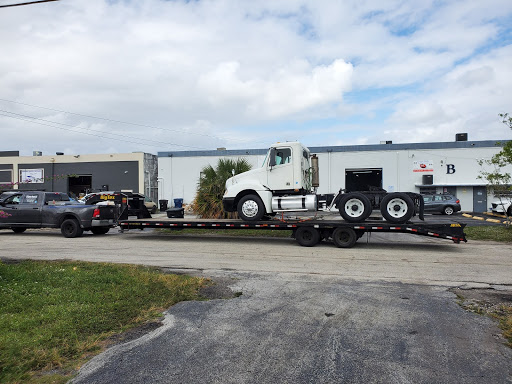 Semi-truck on trailer