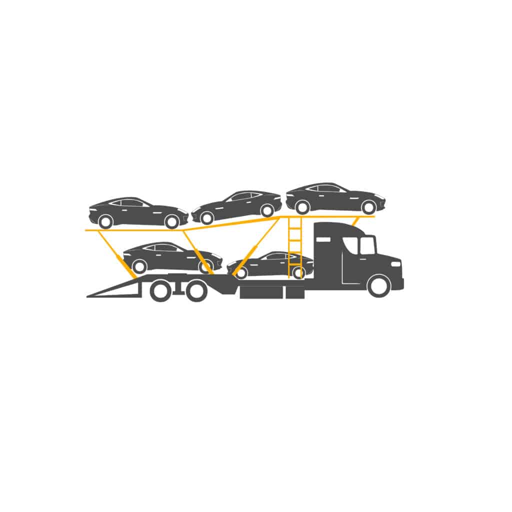 illustration of bulk sports car shipping trailer