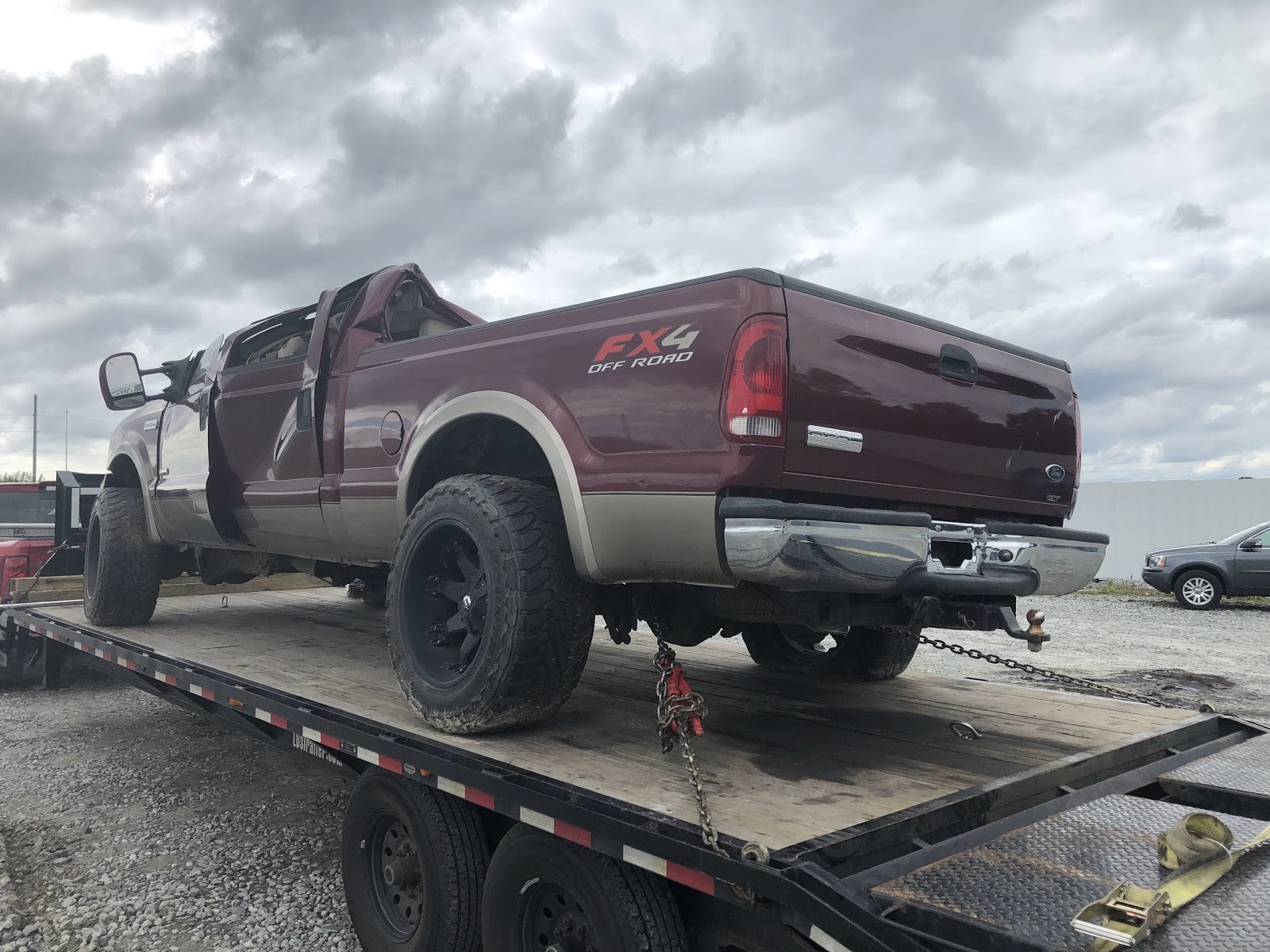 ford f250 truck transport on trailer