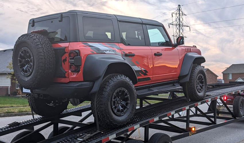 Modified Ford Bronco Raptor transport Nationwide