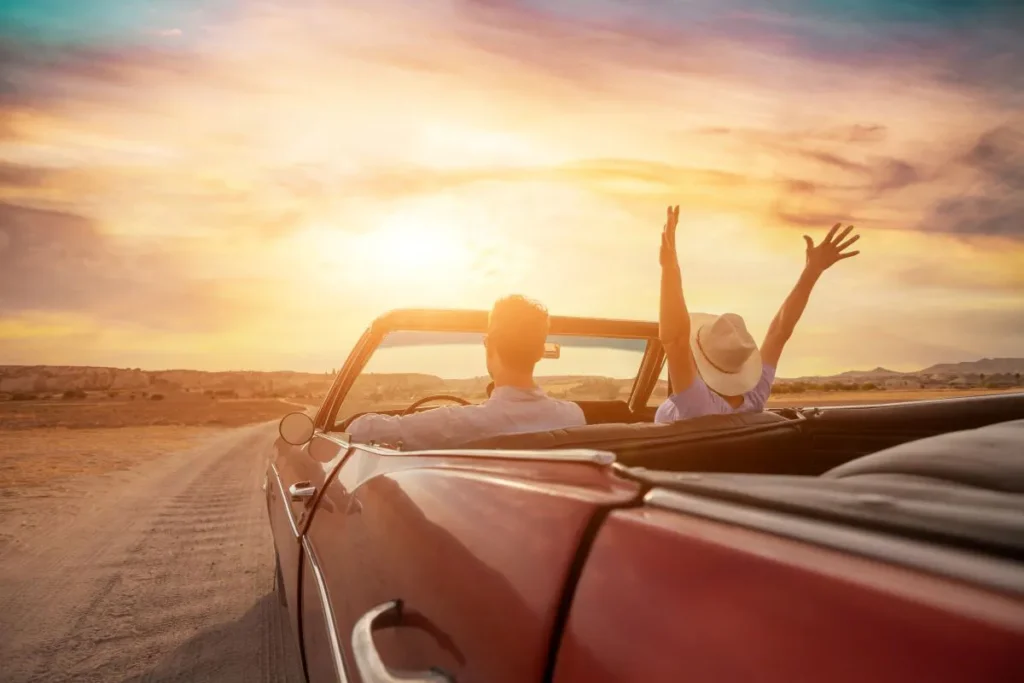riding in the sunset