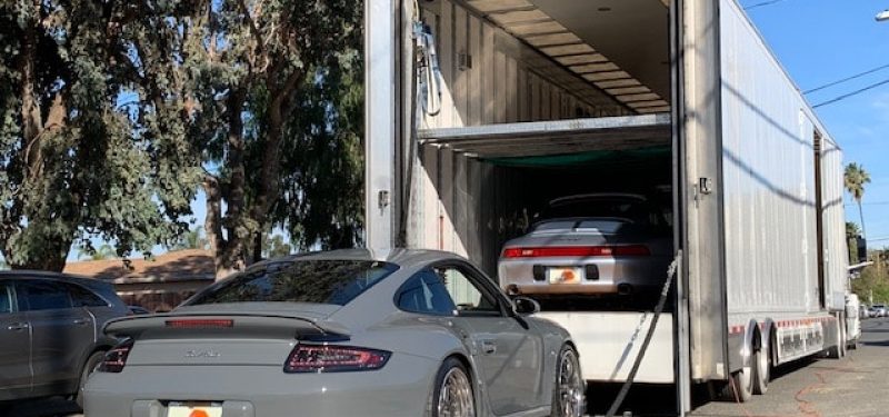 Auto Transport Services Porsche Loaded onto Trailer
